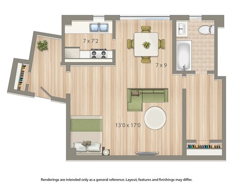 2800 woodley studio apartment floor plan rendering